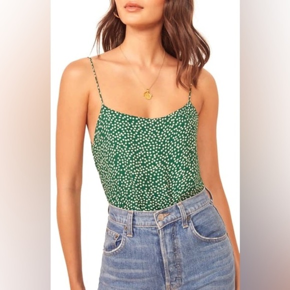 Reformation Atticus Camisole Wyoming Green Floral Tank Top Women’s Size Small - Picture 1 of 8